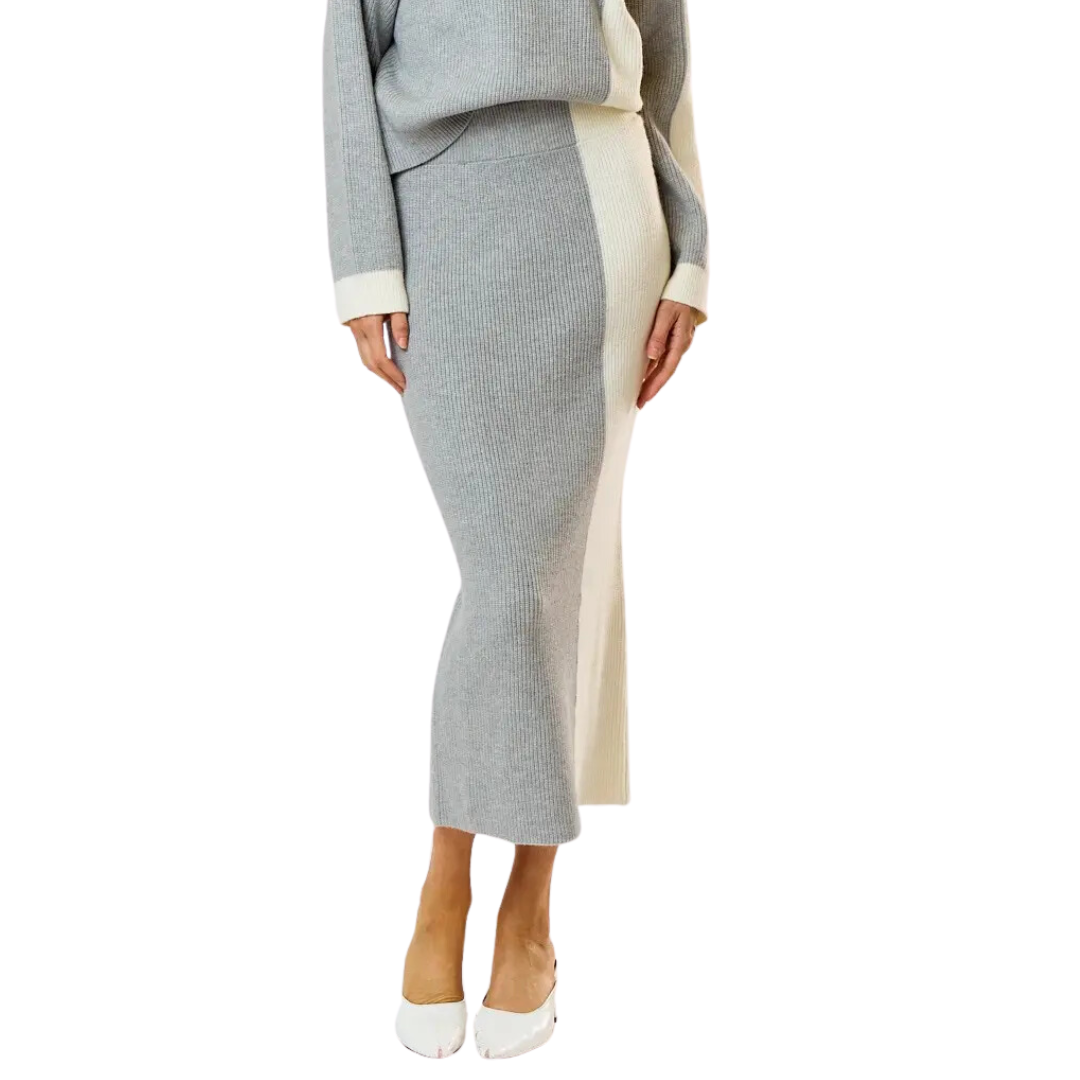 COLOR MIX SKIRT GREY/IVORY