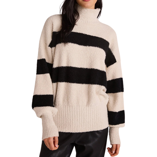 BANDED TURTLE NECK SWEATER BONE