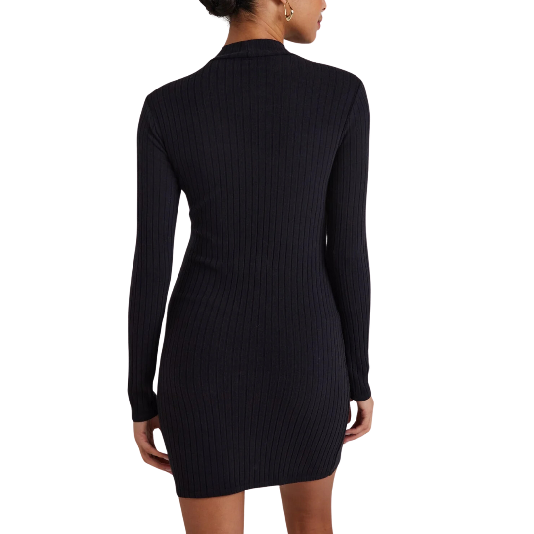 MINI MOCK NECK DRESS BLACK