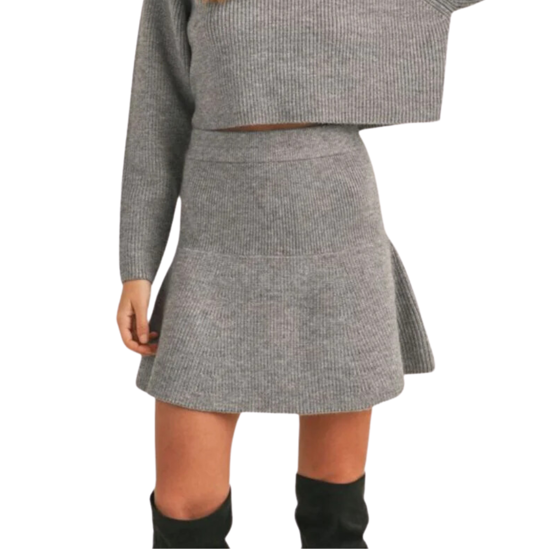 SWEATER FLARE SKIRT GREY