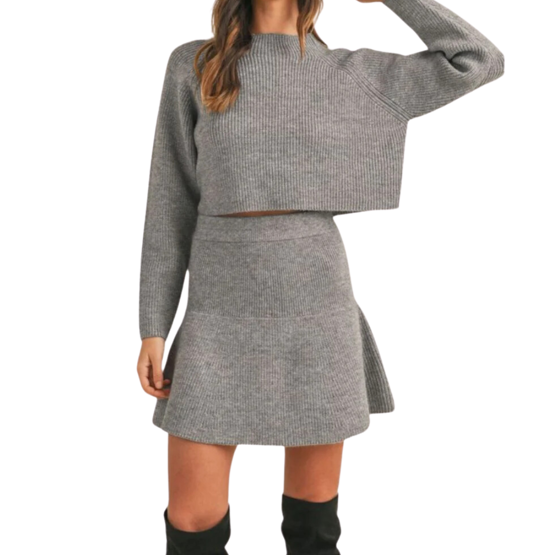 SWEATER FLARE SKIRT GREY