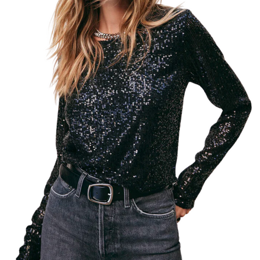 AURORA SEQUIN TOP BLACK