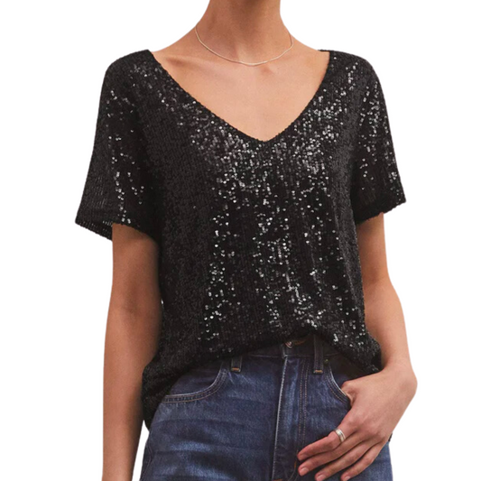 MARBELLA SEQUIN TOP BLACK