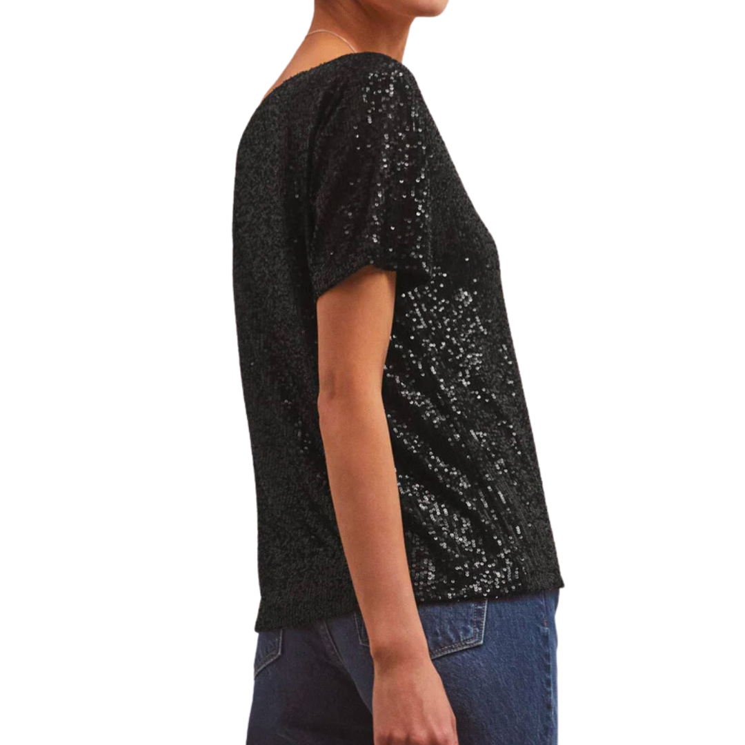 MARBELLA SEQUIN TOP BLACK