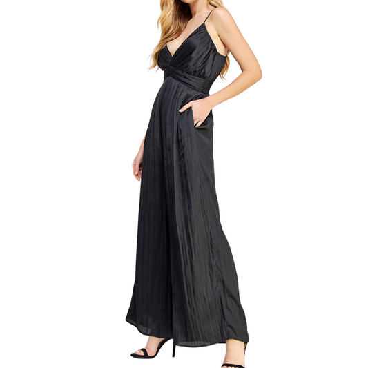 TWISTED SATIN JUMPSUIT BLACK