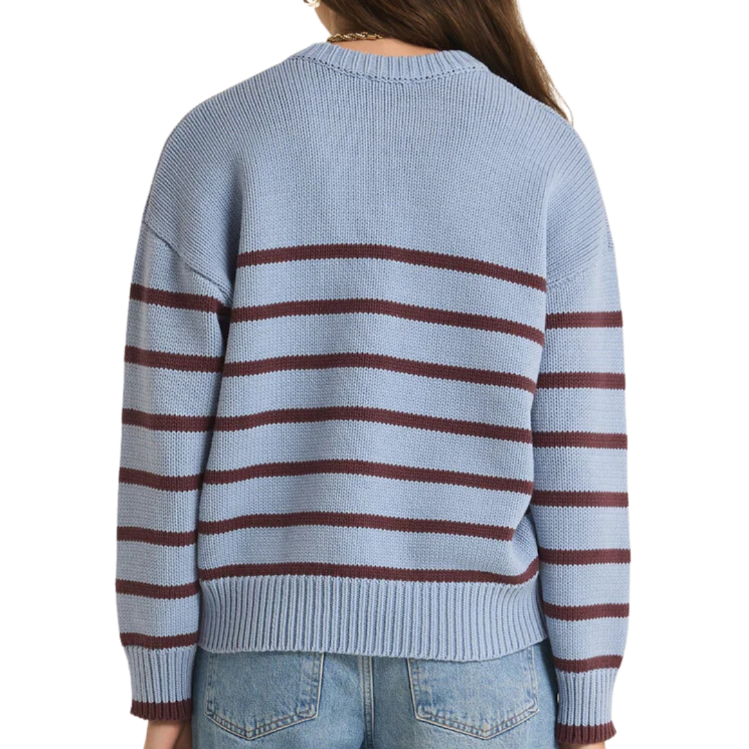 BOYFRIEND STRIPE SWEATER LIGHT DENIM