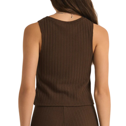 LORRAINE RIB TANK DARK CHOCOLATE