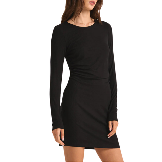 WINNIE RIB DRESS BLACK