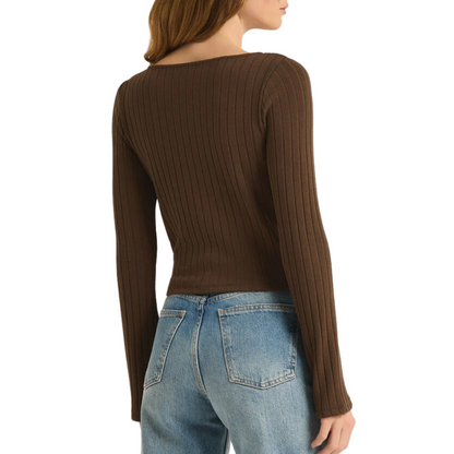 MADELINE RIB TOP DARK CHOCOLATE