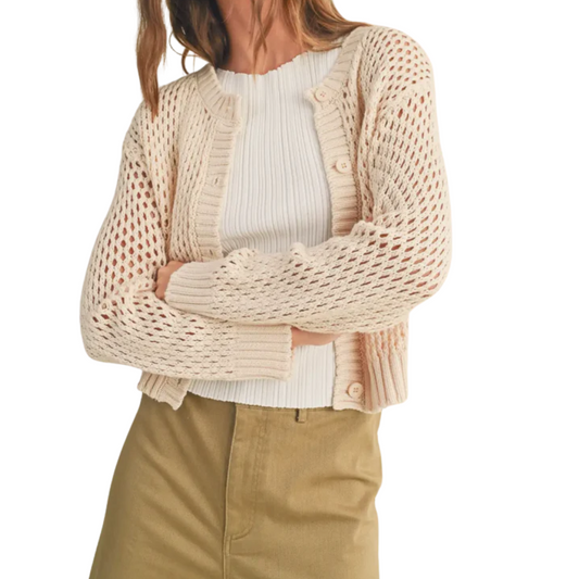 CROCHET KNITTED CARDIGAN BEIGE