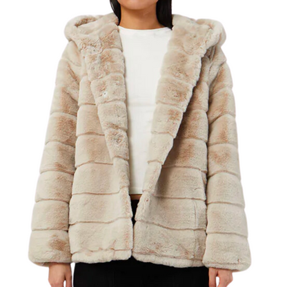 GOLDIE SHORT FAUX FUR JACKET LATTE