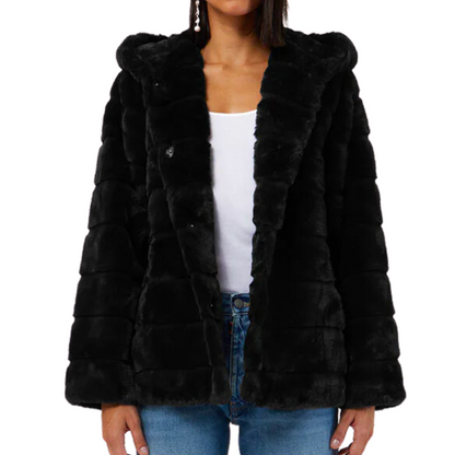 GOLDIE SHORT FAUX FUR JACKET NOIR