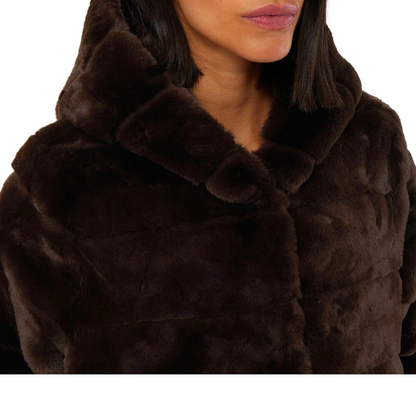 GOLDIE SHORT FAUX FUR JACKET ESPRESSO