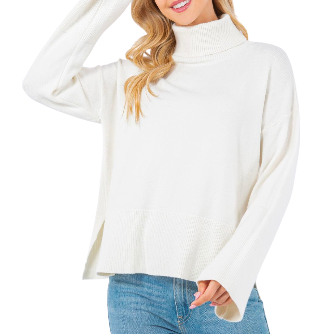 TURTLENECK SWING SWEATER IVORY