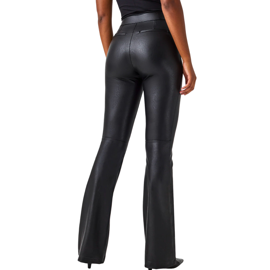 LEATHER LIKE FLARE PANT LUXE BLACK