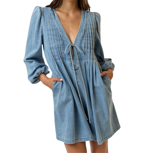 PLEATED FRONT TIE ROMPER