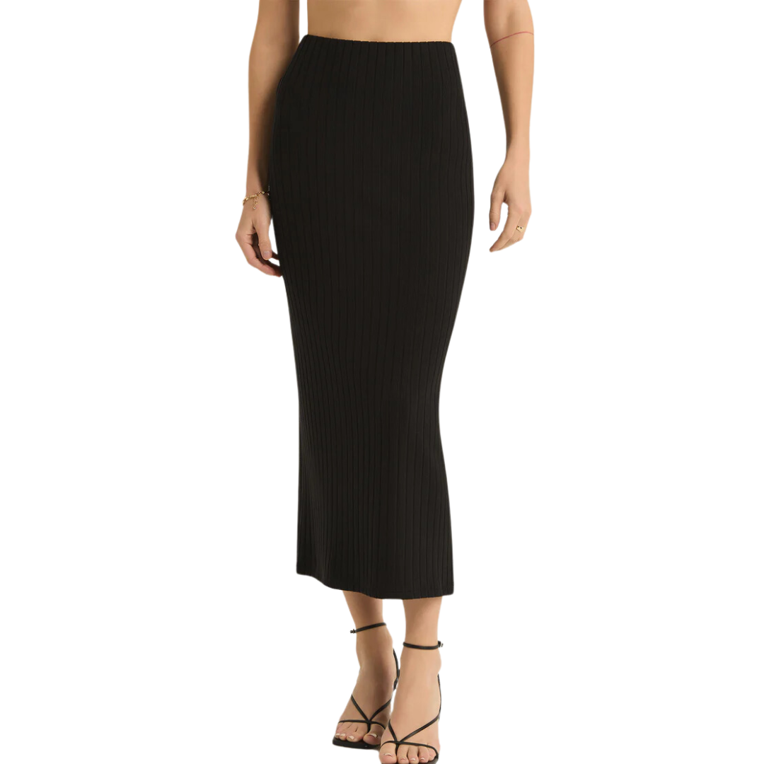 LOUISA RIB SKIRT BLACK