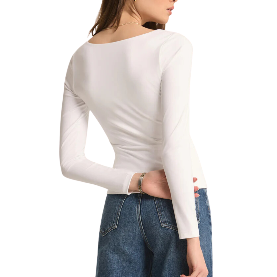 LONG SLEEVE AVALA SO SMOOTH TOP WHITE