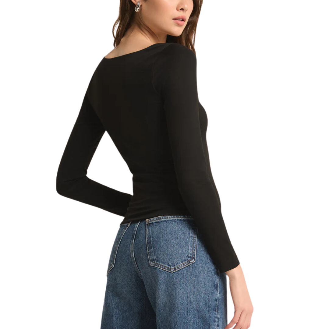 LONG SLEEVE AVALA SO SMOOTH TOP BLACK