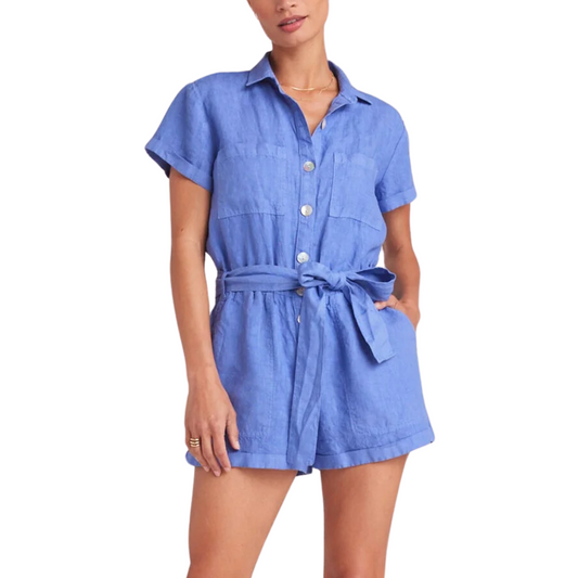 ROLLED HEM UTILITY ROMPER BAHIA BLUE