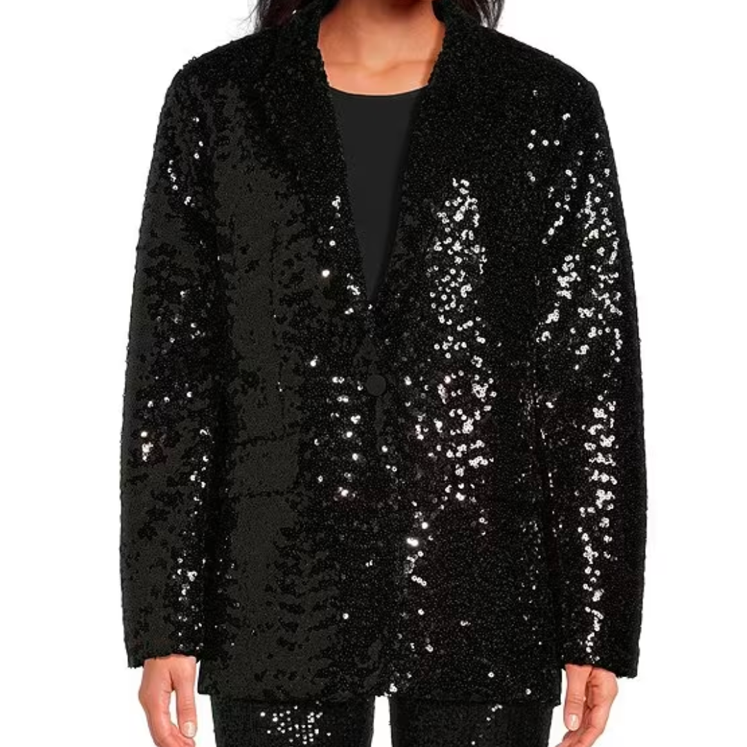 IMANN BLAZER SEQUIN BLACK