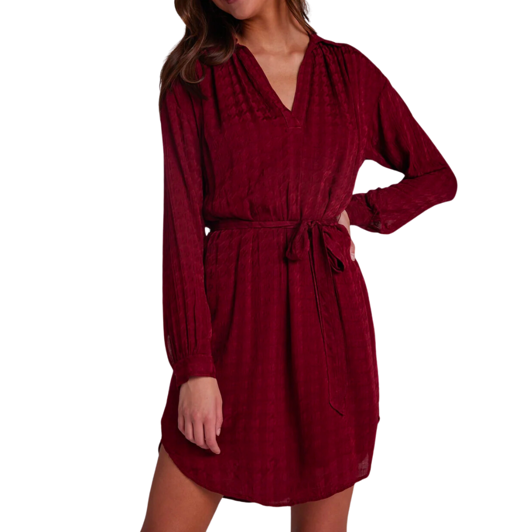 FLOWY BELTED SHIRT DRESS SWEET SANGRIA