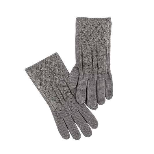 CABLE KNIT SPARKLE GLOVE GREY