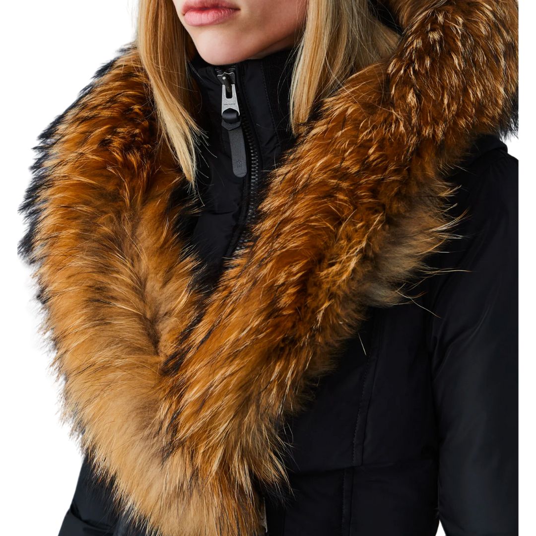 KAY DOWN FUR JACKET BLACK/NATURAL