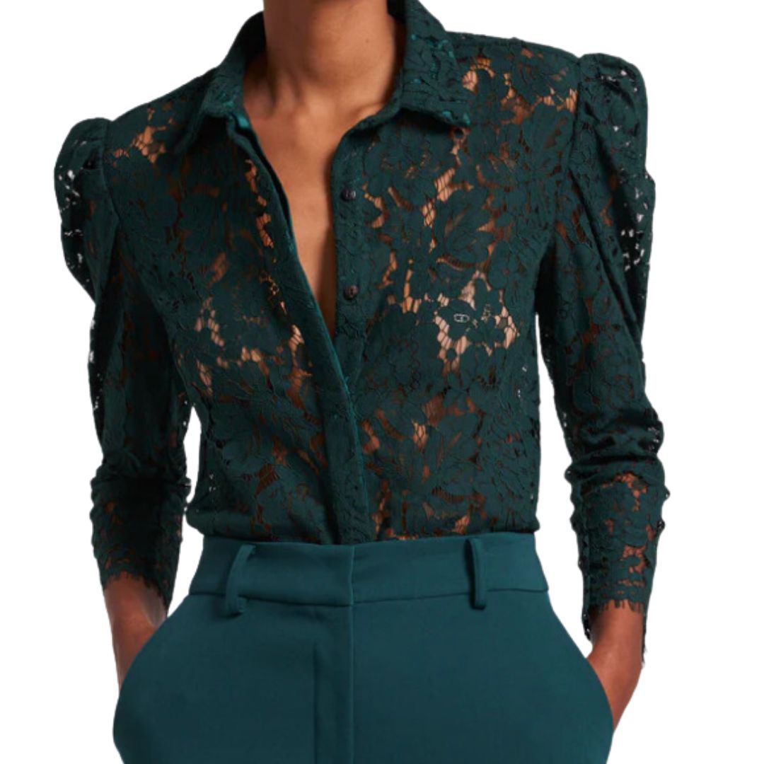 VALENCIA LACE BLOUSE HUNTER GREEN