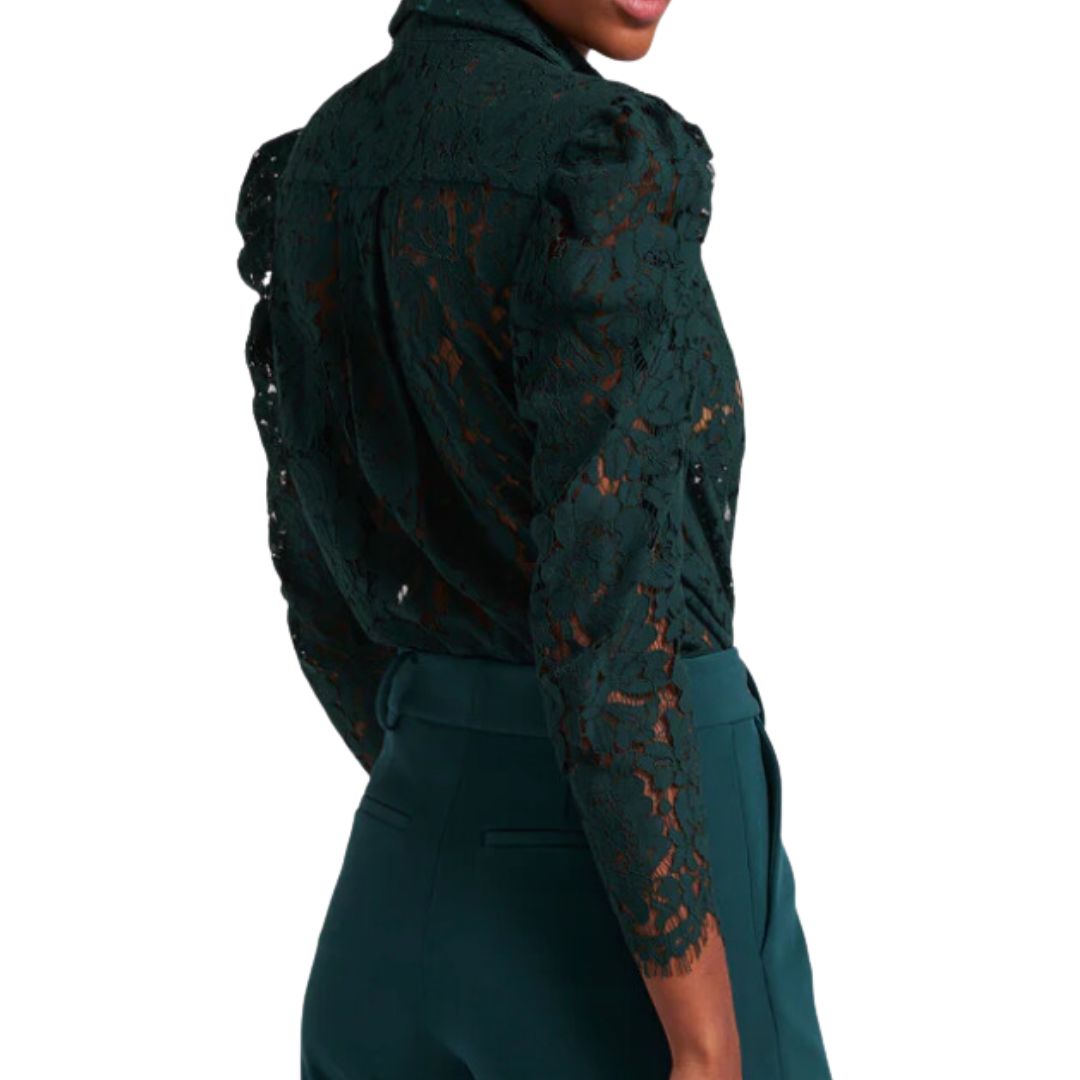 VALENCIA LACE BLOUSE HUNTER GREEN