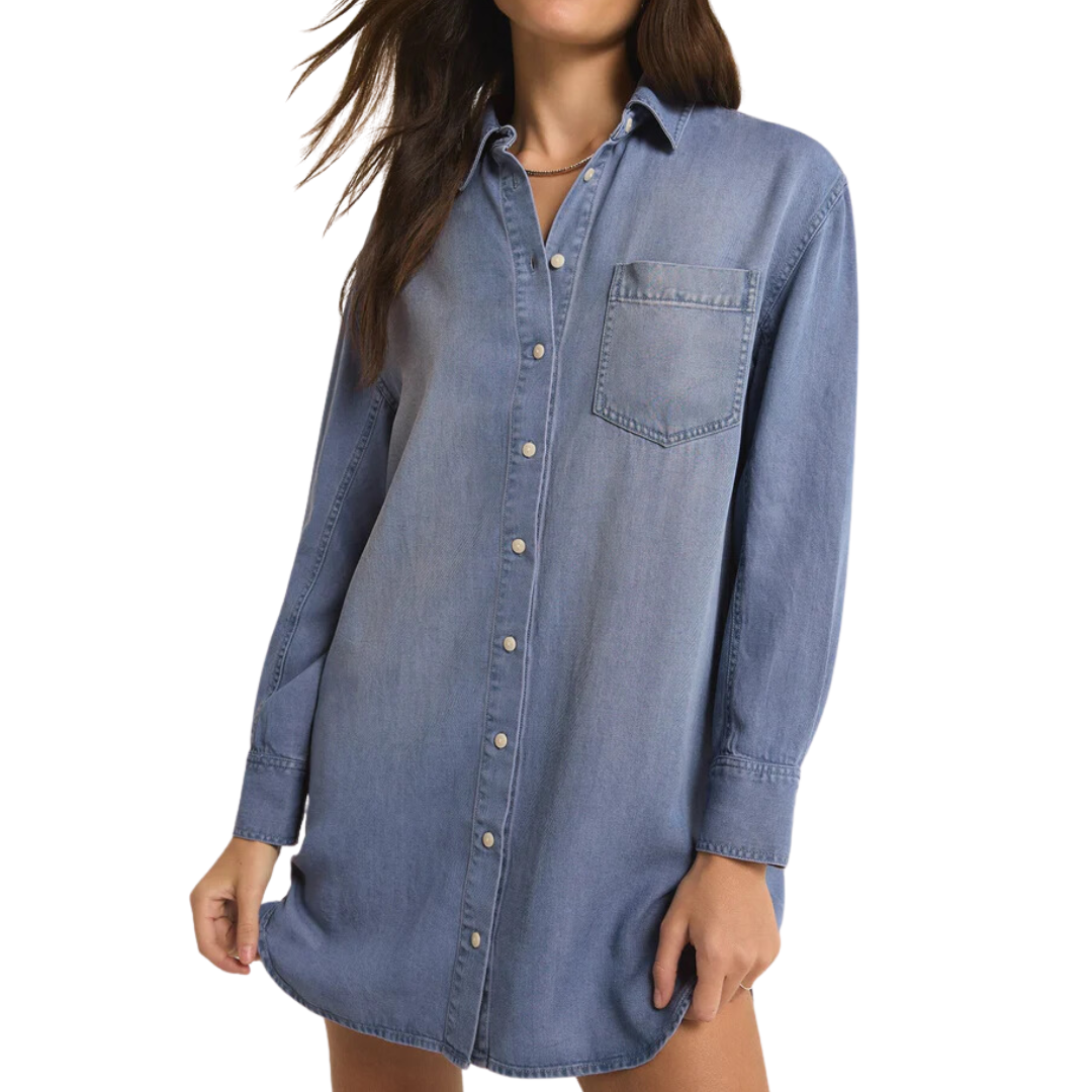 DOVER CHAMBRAY DRESS SUN BLEACHED INDIGO