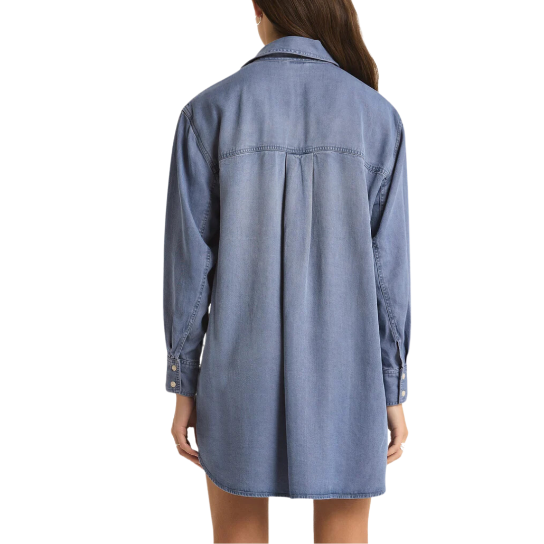 DOVER CHAMBRAY DRESS SUN BLEACHED INDIGO