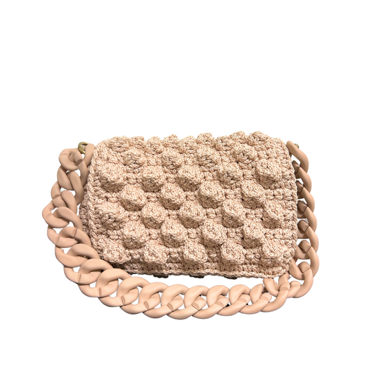 NUDE BUBBLE BAG WITH NUDE CHAIN