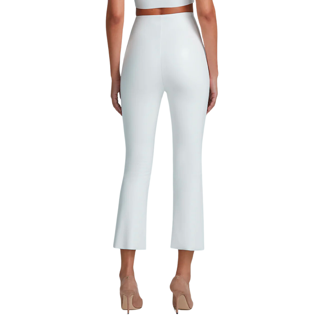 FAUX LEATHER CROPPED FLARE WHITE