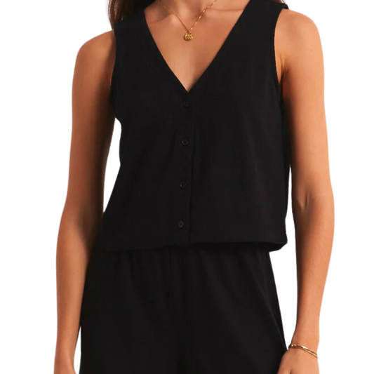 SOLACE TEXTURED SLUB TOP BLACK