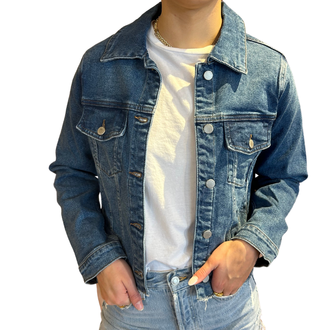 DENIM JACKET WITH FRAY DARK