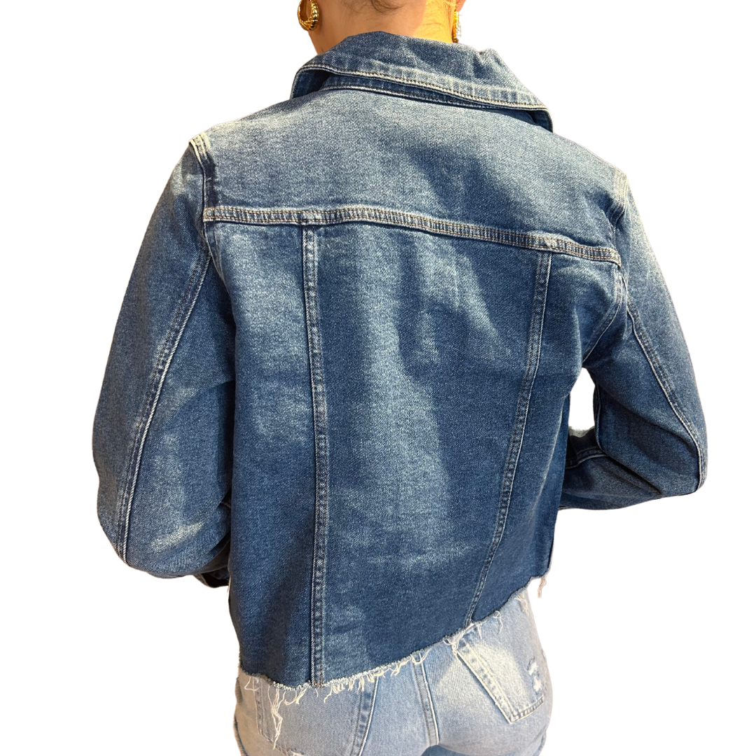 DENIM JACKET WITH FRAY DARK