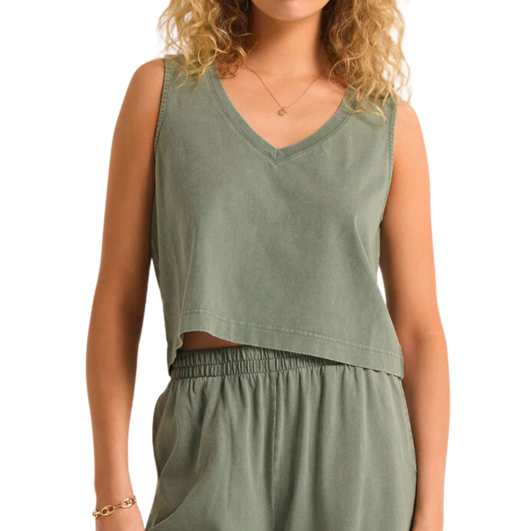 SLOANE VNECK TOP PALM GREEN