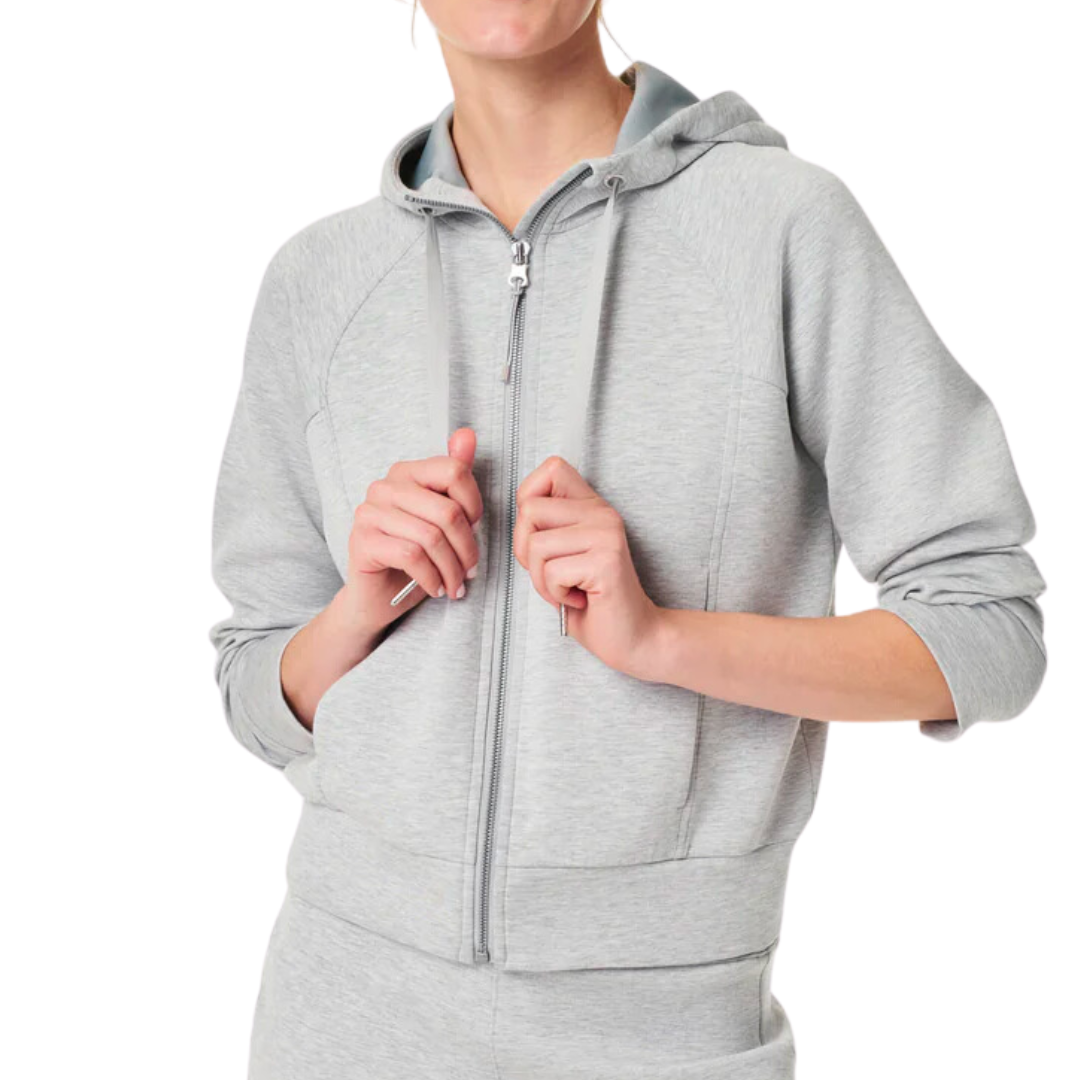 AIRESSENTIALS FULL ZIP HOODIE LIGHT HEATHER GREY