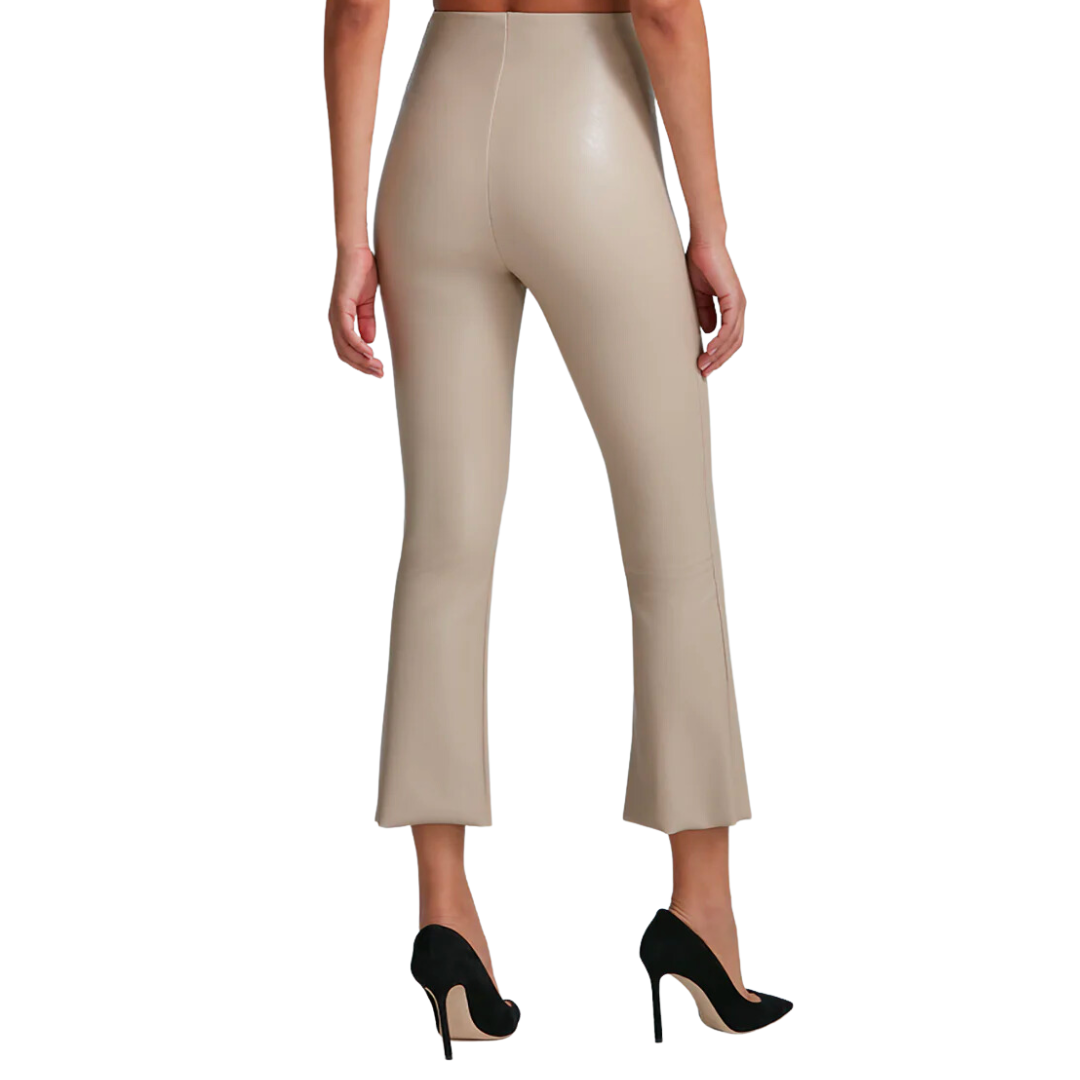 FAUX LEATHER CROPPED FLARE SAND