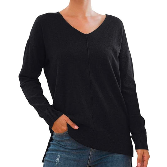 VNECK BLACK SEAM SWEATER