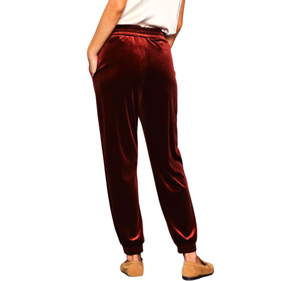 VELVET JOGGER PANT AMBER RUST