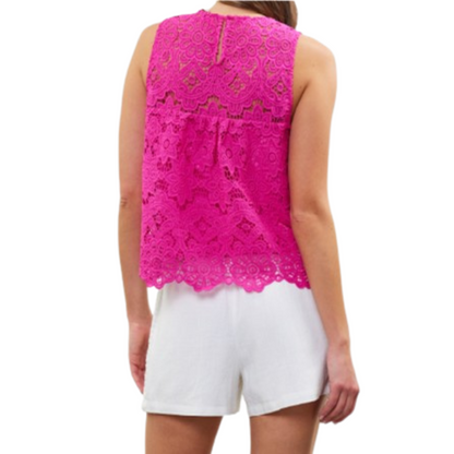 LACE TOP SCALLOPED HEM PINK
