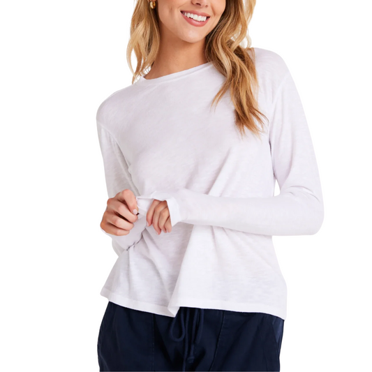 LONG SLEEVE CREW NECK TEE WHITE