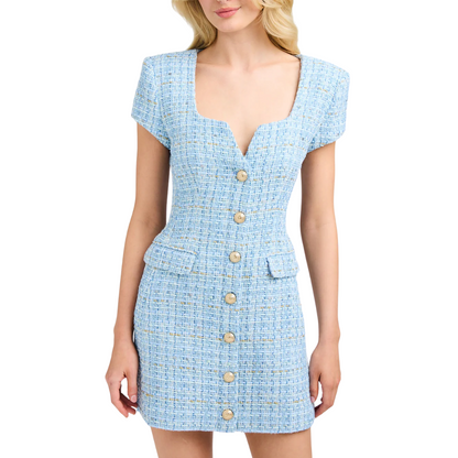 BRUNELLA TWEED DRESS SKY BLUE