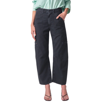 MARCELLE LOW SLUNG CARGO WASHED BLACK