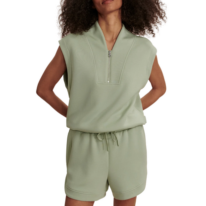 LORETTA HALF ZIP TANK SNOW SAGE