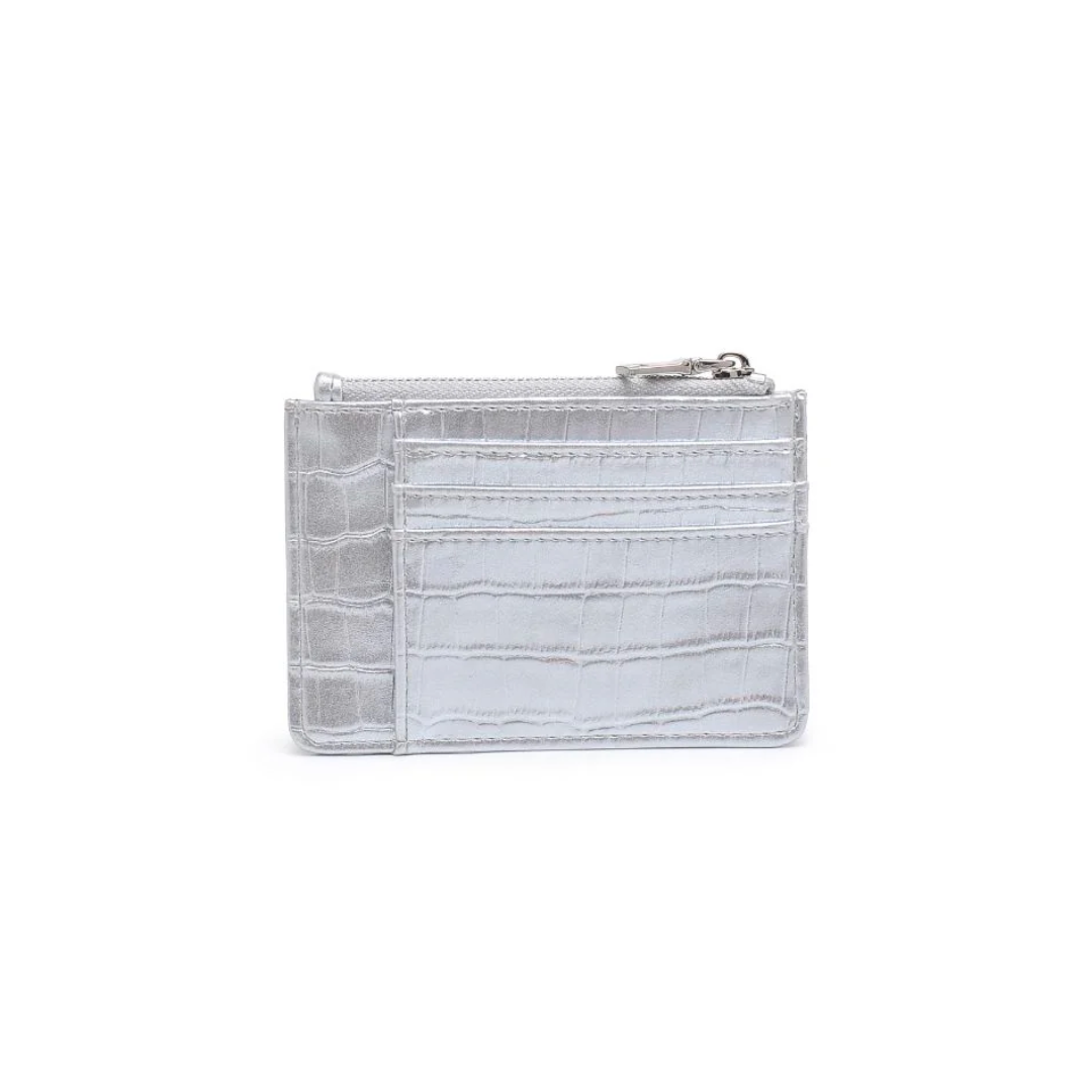 AFINA CROCO CARD HOLDER SILVER