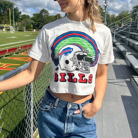 BILLS GAME TIME CROP TEE VINTAGE WHITE