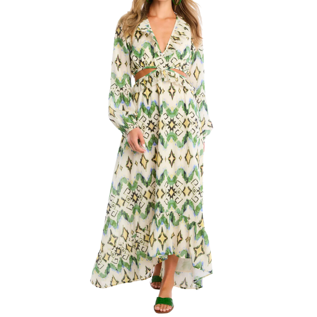 EVERLY MAXI DRESS GREEN IKAT